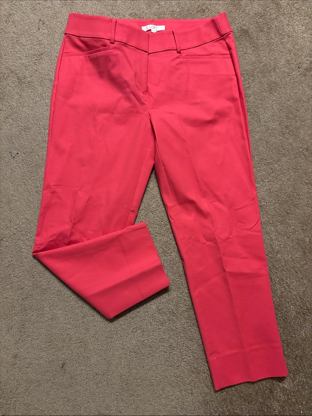 LOFT Coral Pink Slim Ankle Pants